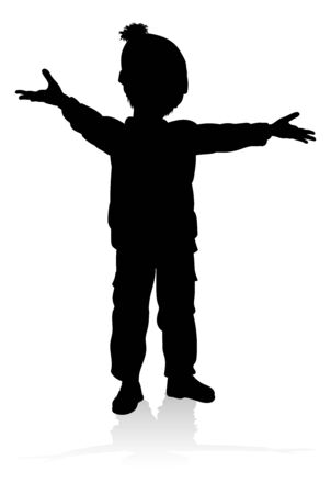 Silhouette Kid Child In Winter Christmas Clothingのイラスト素材