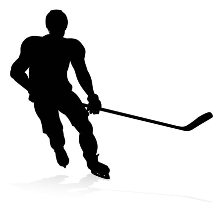 Ice Hockey Sports Player Silhouetteのイラスト素材