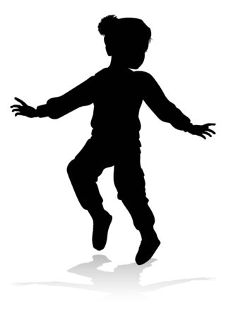 Silhouette Child Kid In Christmas Winter Clothingのイラスト素材