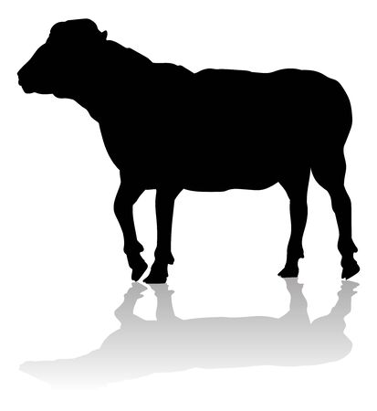 Sheep or Lamb Farm Animal in Silhouetteのイラスト素材