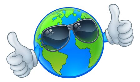 Earth Globe Sunglasses Shades World Cartoon Mascotのイラスト素材