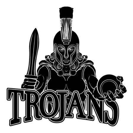 A Spartan or Trojan female gladiator warrior woman tennis sports mascotのイラスト素材