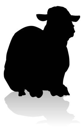 Sheep or Lamb Farm Animal in Silhouetteのイラスト素材