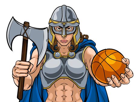 Viking Celtic Knight Basketball Warrior Womanのイラスト素材