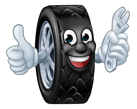 Tyre Cartoon Car Mechanic Service Mascotのイラスト素材