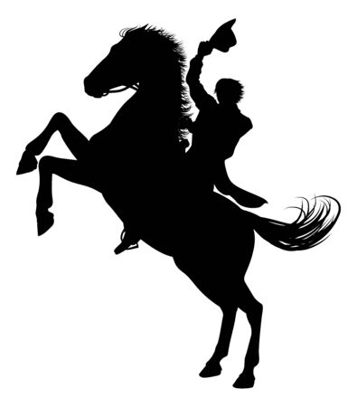 Cowboy Riding Horse Silhouetteのイラスト素材