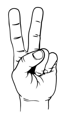 Peace Victory Hand Two Finger Signのイラスト素材