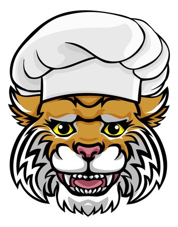 Wildcat Chef Mascot Cartoon Characterのイラスト素材
