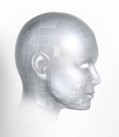 Cyber 3D Technology Face Digital Tech AI Headのイラスト素材