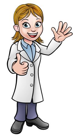 Cartoon Woman Scientist Doctor or Lab Techのイラスト素材