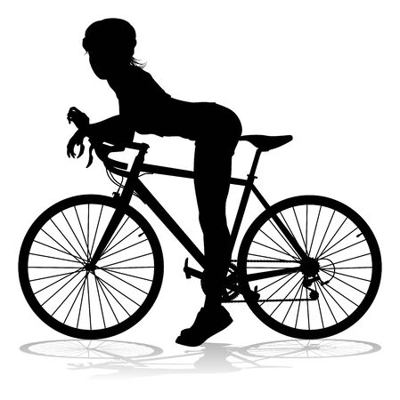 Bike and Bicyclist Silhouetteのイラスト素材