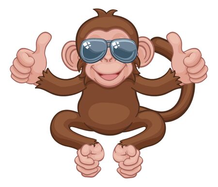 Monkey Sunglasses Cartoon Animal Giving Thumbs Upのイラスト素材