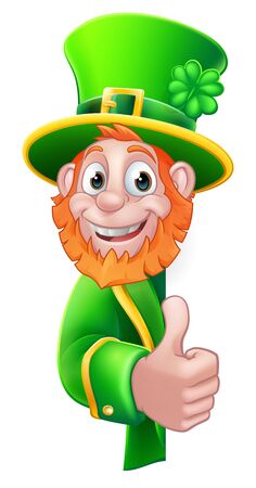 St Patricks Day Leprechaun Cartoon Signのイラスト素材