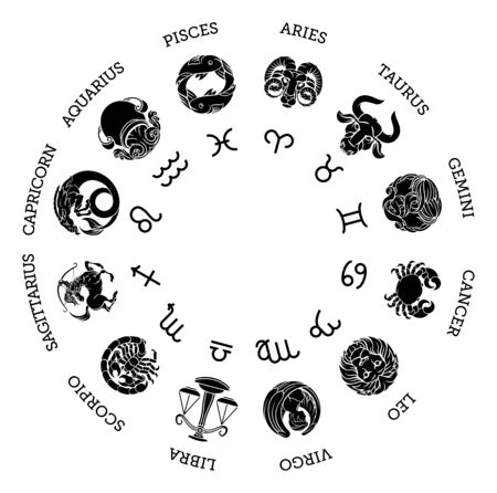 Astrological zodiac horoscope star signs symbolsのイラスト素材