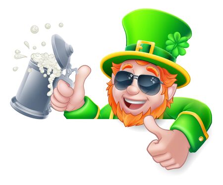 Leprechaun St Patricks Day Drink Shades Signのイラスト素材