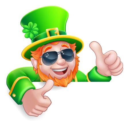 Leprechaun St Patricks Day Cartoon Sunglasses Signのイラスト素材