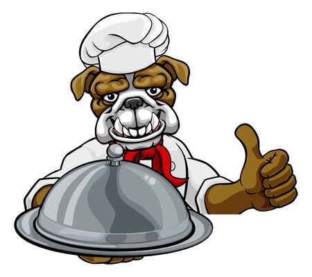 Bulldog Chef Mascot Sign Cartoonのイラスト素材