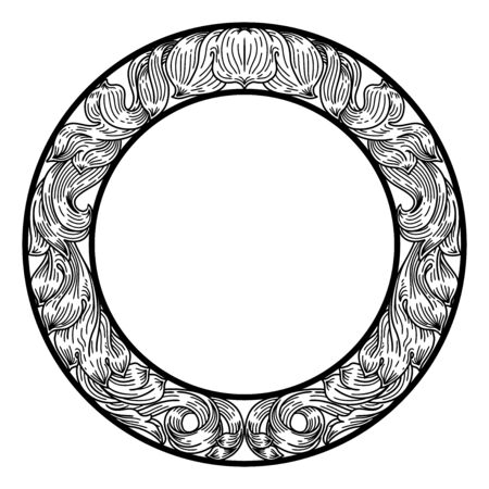 Frame laurel leaf filigree floral pattern motifのイラスト素材