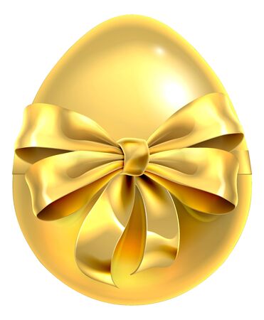 Golden Easter Egg Bow Ribbon Designのイラスト素材