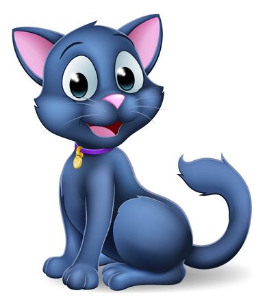 Black Cat Cartoon Pet Kitten Cute Animal Characterのイラスト素材