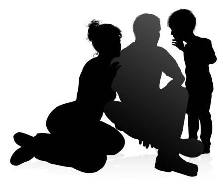 Family Detailed Silhouetteのイラスト素材