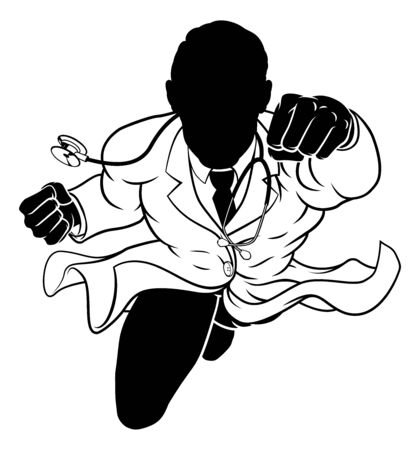Doctor Superhero Silhouette Medical Conceptのイラスト素材