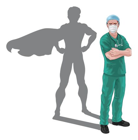Superhero Nurse Doctor Shadow Super Heroのイラスト素材