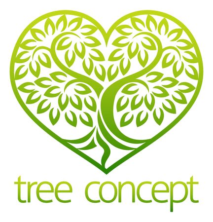Tree icon heart concept stylised tree with leaves, lends itself to being used with textのイラスト素材
