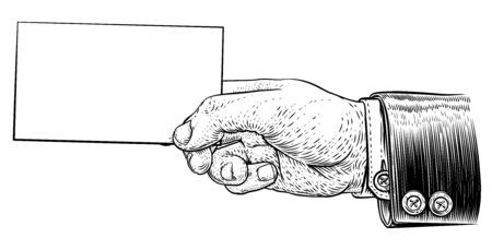 Hand In Suit Holding Business Card Letter Flyerのイラスト素材