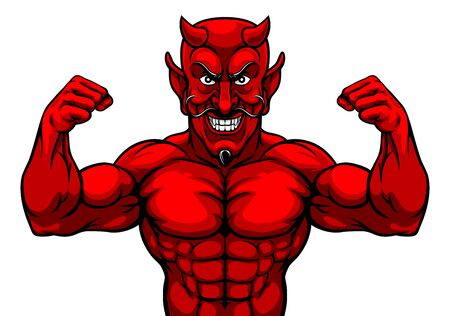Devil Sports Mascot Cartoon Characterのイラスト素材