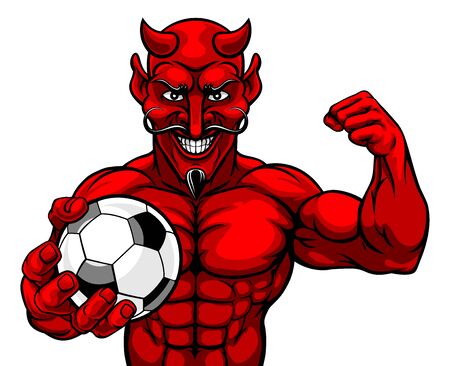 Devil Soccer Football Sports Mascot Holding Ballのイラスト素材