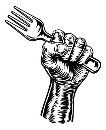 Hand Holding Forkのイラスト素材
