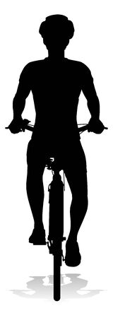 Bike and Bicyclist Silhouetteのイラスト素材