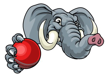 Elephant Cricket Ball Sports Animal Mascotのイラスト素材