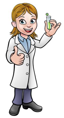 Cartoon Scientist Holding Test Tubeのイラスト素材