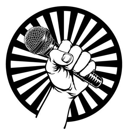 Hand Holding Microphoneのイラスト素材