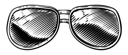 Vintage Style Sunglasses Icon Illustrationのイラスト素材