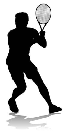 Tennis Silhouette Sport Player Manのイラスト素材