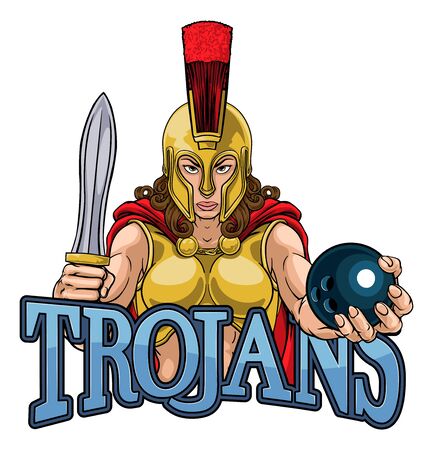 Spartan Trojan Gladiator Bowling Warrior Womanのイラスト素材