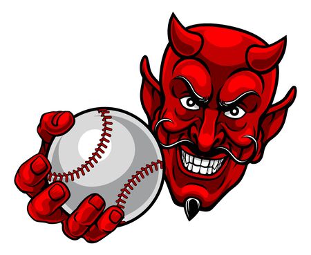 Devil Satan Baseball Ball Sports Mascot Cartoonのイラスト素材