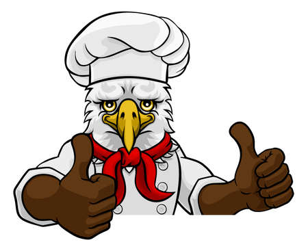 Eagle Chef Mascot Sign Cartoon Characterのイラスト素材