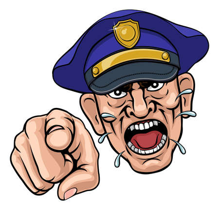 Angry Policeman Police Officer Cartoonのイラスト素材