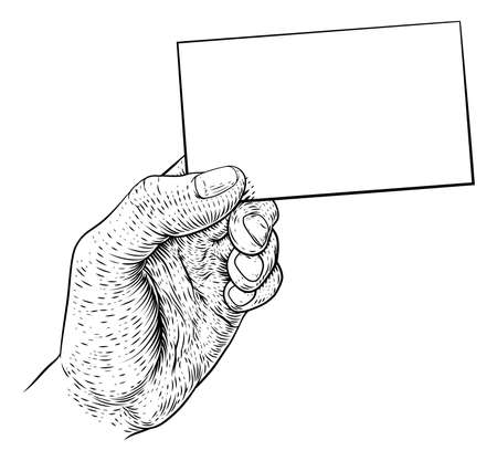 Hand Holding Business Card Letter Message Flyerのイラスト素材