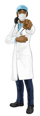 Doctor Woman Needs You Pointingのイラスト素材
