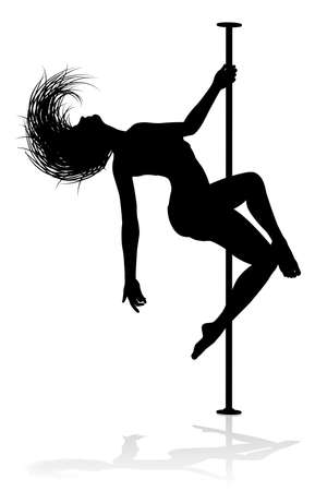Pole Dancing Woman Silhouetteのイラスト素材