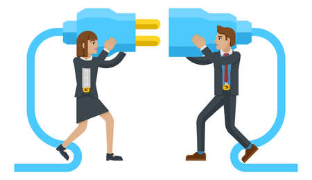 Connecting Plug Fitting Together Business Conceptのイラスト素材