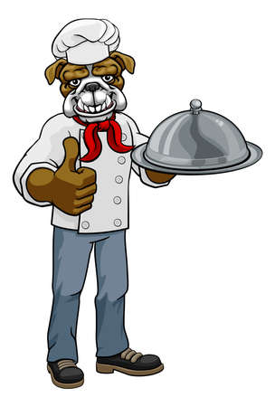 Bulldog Chef Mascot Cartoonのイラスト素材