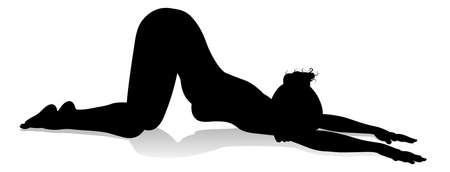 Yoga Pilates Pose Woman Silhouetteのイラスト素材