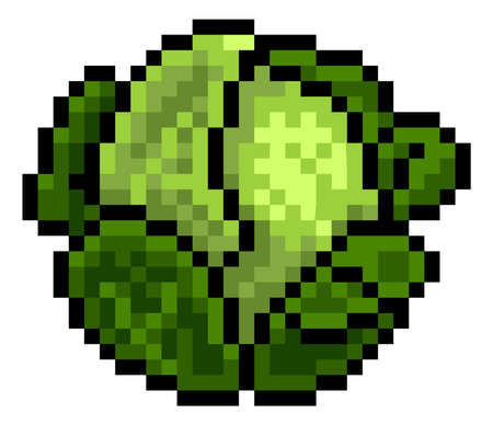 Cabbage or Sprout Eight Bit Pixel Art Game Iconのイラスト素材
