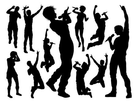 Singers Pop Country Rock Hiphop Star Silhouettesのイラスト素材